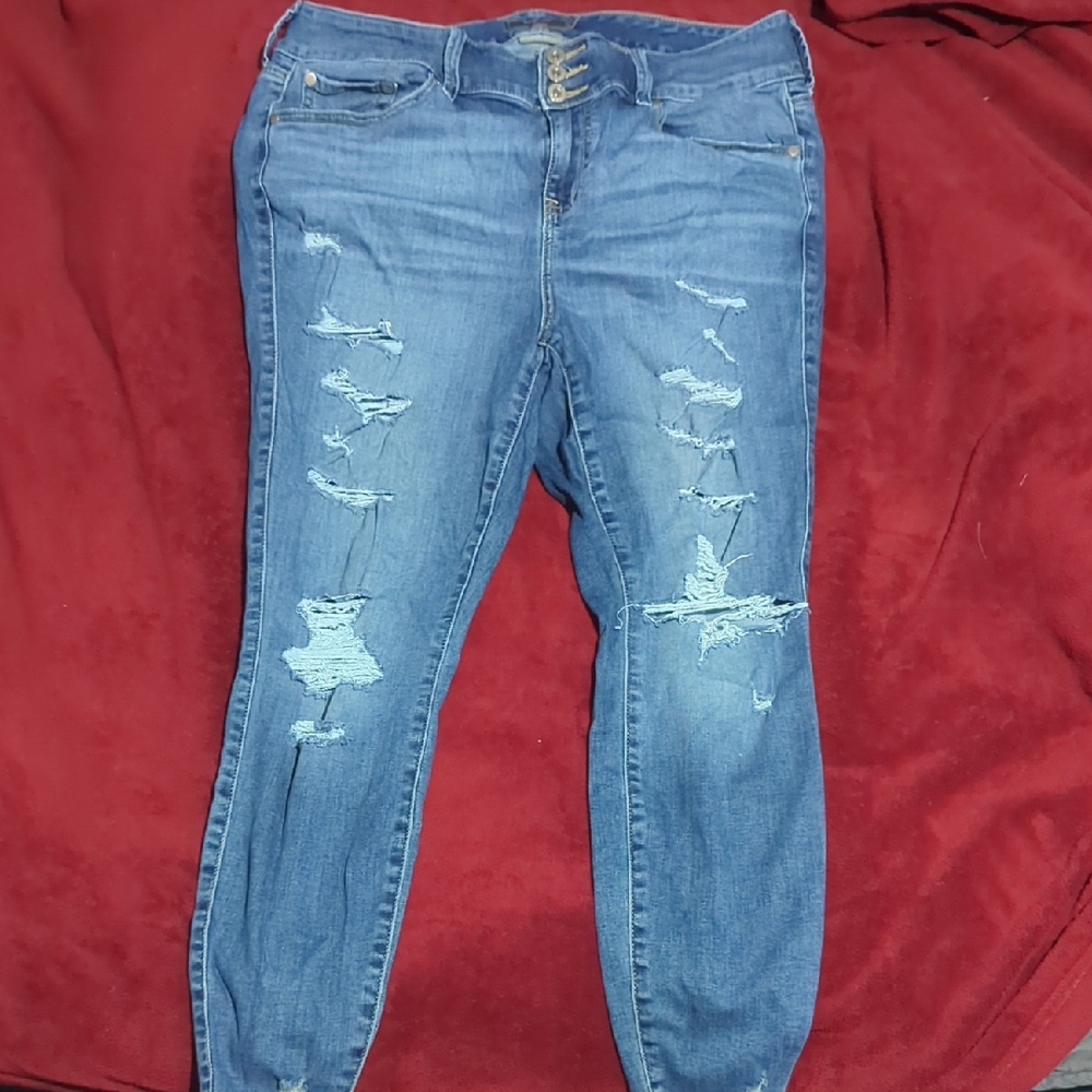Torrid Blue Distressed Skinny Jeans